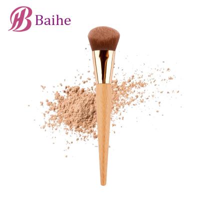 China Hot Selling Personalized Wooden Custom Mini Bamboo Foundation Makeup Brush Small Single Smudge Brush Vegan Facial Private Label for sale