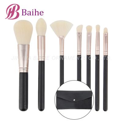 China Angular Blush New Arrivals Good Quality Cute Black Handle Blush Lip Liner Makeup Brush Set Makeup Brush 7pcs/Set for sale