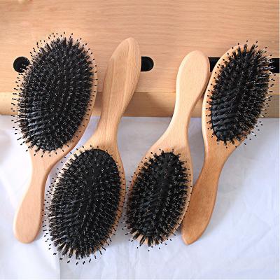 China For Home Use Factory Direct Sale Wooden Hair Brush Bamboo Detangling Comb With Bristle Bamboo Brushes Eco Friendly for sale