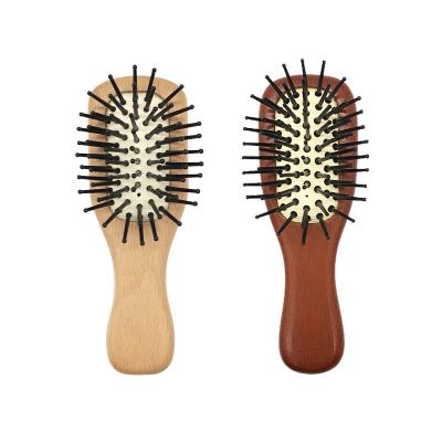 China For Mini Size Custom Logo Nylon Bristle Travel Use Hair Straightener Comb Portable Wooden Comb Home Use Wooden Hair Brush for sale