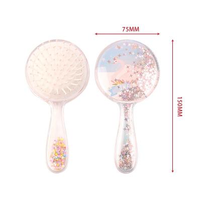 China For Factory Home Professional Plastic Handle Hair Brush Baihe Shiny Glitter Round Shape Kids Hair Care Brush for sale