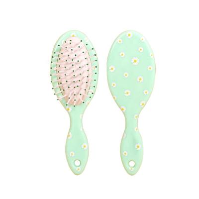 China For Home Use Baihe Medium Size Comb For Girls And Adult Light Color Daisy Printing Hairbrush for sale