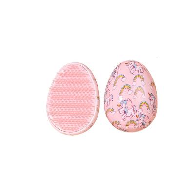 China For Home Use Cute Unicorn Pattern Printing Comb Mini Pink Unicorn Pocket Detangling Kids Hair Brush Egg Shaped Hair Brush for sale