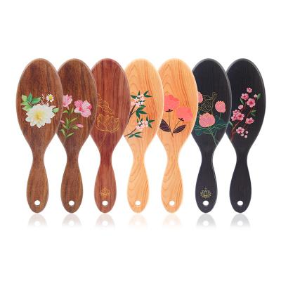 China For Home Use Baihe Customized Treating Cushion Hair Brush Paint Solid Wood Hard Printing Massage Brush for sale