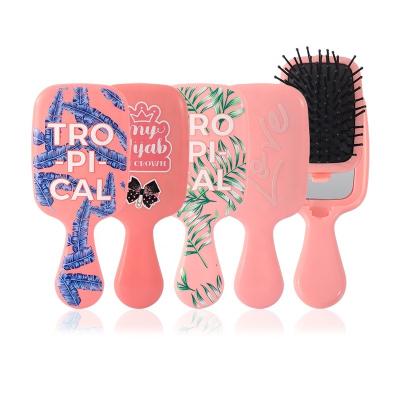 China For Home Use Baihe Kids Hair Care Product Travel Use Small Brush And Mirror Printed Hair Cushion Kit With Custom Design Printing for sale