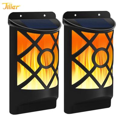 China Garden LED Outdoor Lighting Solar Garden Lights Cabinet Light Outdoor Wall Flames Lantern 66led Solar Lamp Flickering for sale