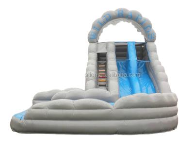 China 0.55mm 18oz pvc vinyl commercial used giant inflatable slide with pool, large inflatable water slide SL-67 for sale