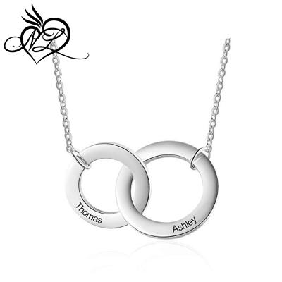 China FASHIONABLE Custom Words Name Engraved Stainless Steel Eternity Circles Necklace for sale