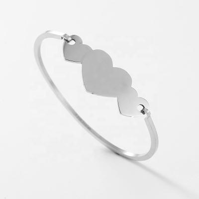 China Fashion LOORDON Stainless Steel Running Open Heart Small Size Children Slap Bracelet for sale