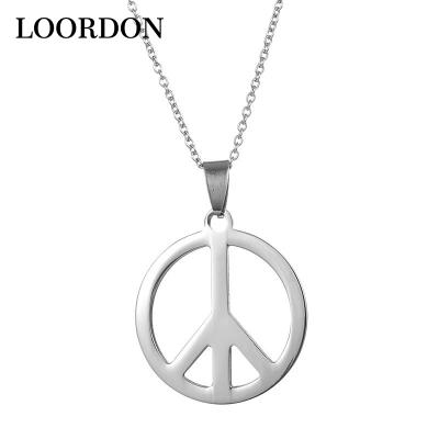 China Stainless Steel Cute Safety LOORDON Peace Sign Pendant Cut Around Pendant Necklace for sale