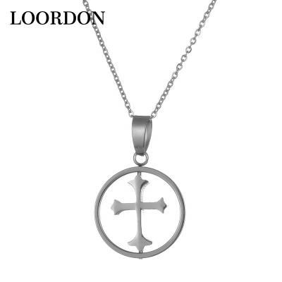 China LOORDON Cute Fashion Stainless Steel Ring Cross Pendant Necklace for sale