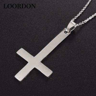 China LOORDON Stainless Steel Cute Sanctus Petrus Jewelry Male St Peter Inverted Choker Crux Pendant Necklace for sale