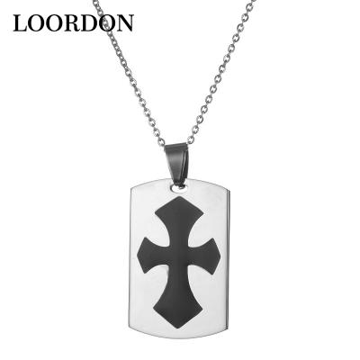 China Fashion LOORDON Stock Stainless Steel Necklace Cross Men Pendant Necklace for sale