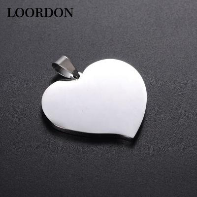 China Wholesale High Quality Customized Cute LOORDON Laser Engravable Stainless Steel Heart Pendant for sale