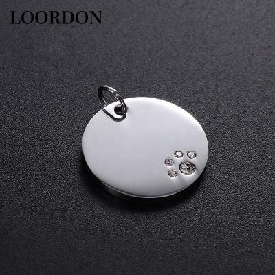 China Cute High Polished Custom Disc Pendant 20mm CZ Stainless Steel Jewelry From LOORDON for sale