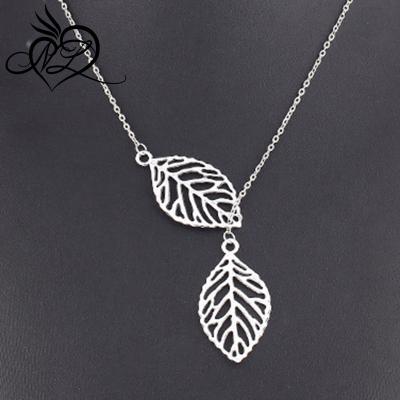 China Pendant necklace new fashion jewelry personality temperament two leaf TRENDY simple wild female jewelry for sale