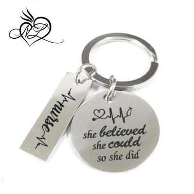 China Stainless Steel Stainless Steel Fashion She Believed She Could So She Did Keychains for sale