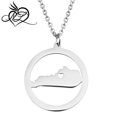 China Fashion Stainless Steel Necklace Kentucky State Charm Necklace MAP Jewelry Pendant Lovers Gift for sale