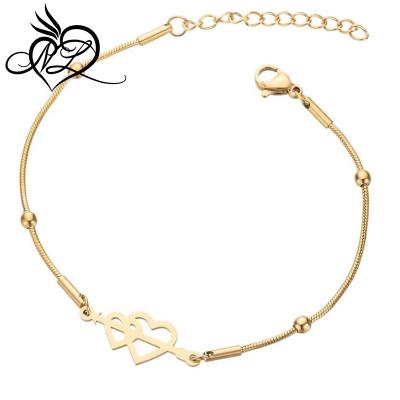 China Trendy Stainless Steel Snake Chain Arrow Hearts Trendy Round Bracelets for sale