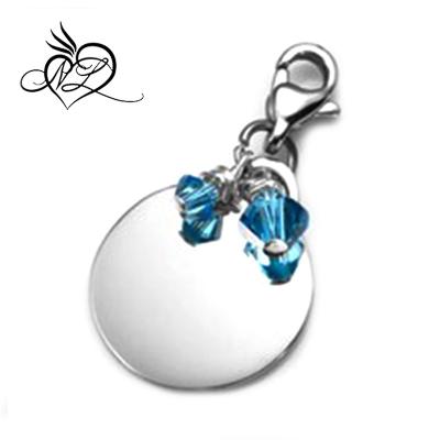 China Cute March Birthstone Personalized Stainless Steel Charm with 3/4 inch Lobster Clasp for sale