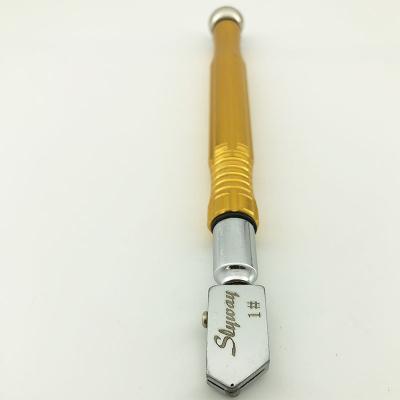 China Glas Yellow Metal Handle Head Diamond Tip Tile Cutting Glass Ceramic Sharp Cutter for sale