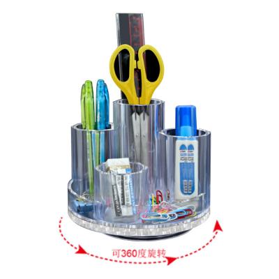 China wholesale 360 ​​Degree Rotation Crystal Pen Holder Acrylic Plastic Pencil Holder Desktop Rotation Makeup Brush Holder for sale