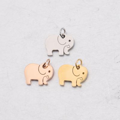 China FASHIONABLE Popular Polished Stainless Steel Little Elephant DIY Pendant Jewelry Accessory With Belt Hanging Ring 0.8*5mm for sale