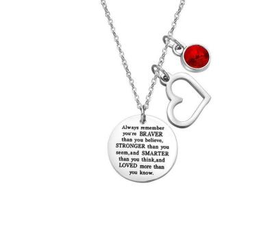 China Factory Wholesale FASHIONABLE Custom Engraved Message 12 Month Birthstone Charm Necklace Pendant for sale