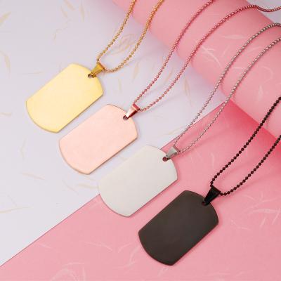 China HOT Trendy Mens Hip Hop Engraved Lettering Jewelry Blank Stainless Steel Pendant Necklace for sale