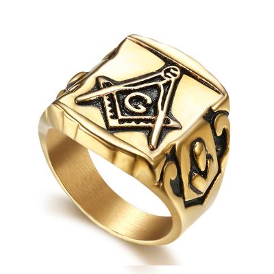 China Wholesale Customed Custom Casting Stainless Steel Masonic Ring Gold Silver Men's Masonic Ring for sale