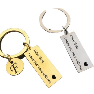 China Rectangle Silver and Gold Key Chain Mini Keychain Gift Fashionable Cheap Cost-effective Stainless Steel Engraved Portable Key Chain for sale