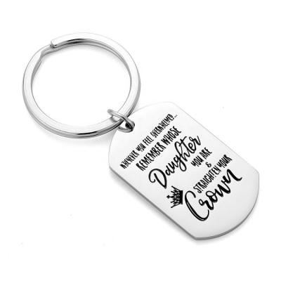 China Fashionable Engraved Christmas English Letter Key Chain Antlers Shaped Key Chain Stainless Steel Key Chain for sale