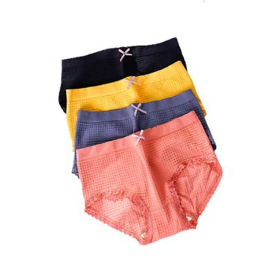 China Antibacterial new products for autumn and winter high-waist belly silk panties lace up seamless warm silk modal panties for sale