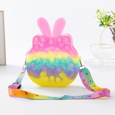 China Pop Itting Toy Easter Bunny Bag Fidget Toys Pop Itting Rainbow Push Bubble Dimple Antistress Sensory Backpack Kids Simple Pop Itting Toy for sale