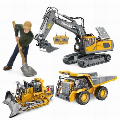 China Children's Automatic Toys Car RC Alloy Model Construction Truck Remote Control Engineering Vehicles Dump Truck Bulldozer Excavator For Kids for sale