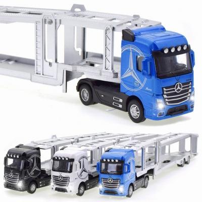 China 1:36 Diecast Toy Diecast Model Toy Container Truck Pull Back Alloy Truck Head With Light Transport Vehicle Boy Building Toys For Children for sale