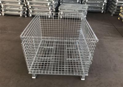 China Galvanized Storage Box 6.4mm Metal Pallet Cage With Feet / Foldable Wire Frame for sale