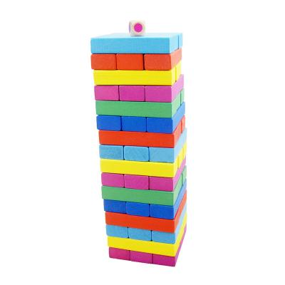 China Mini Wooden Tower Game Wood Crumbling Block Set With 48 Pieces Indoor Fun Game Night Parties For Kids for sale