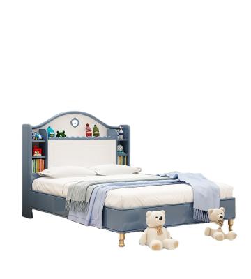 China Sale Modern Kids Whole Beds 1.5 Blue Single Boys Bed Solid Wood Wooden Children Beds Boys for sale