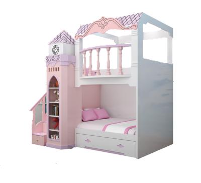 China Factory Adjustable (Height) Princess Kids Bed With Storage Bed 1.8m Kids Modern Solid Wood Single Wooden Bunk Bed for sale