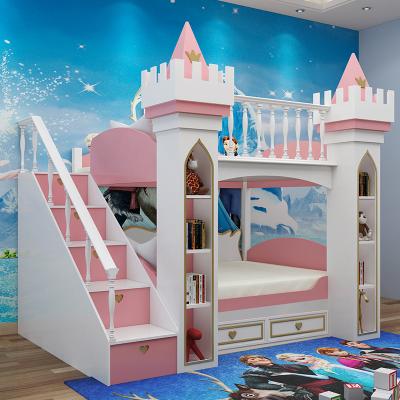 China Cheap Price (Size) Good Quality Girls Kids Furniture Double Bunk Bed Double Castle Pine Adjustable Bed Bunk for sale