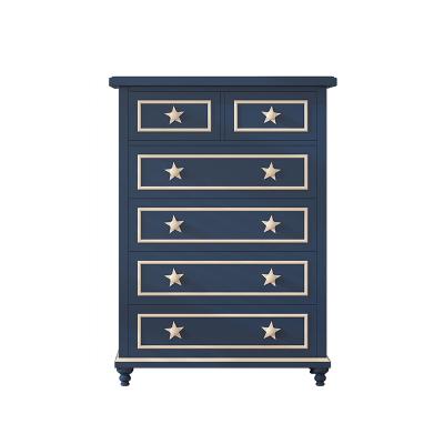 China Convertible American Style Bedroom Living Room Furniture Recycled Antique Five Star Chest Drawers Denim Blue Pine Pointed for sale