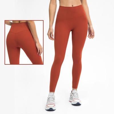 China Solid Colors Ladies Breathable High Length Ninth Waist Active Tights No Embarrassing Double Lines Swept Gym Leggings 2022 for sale