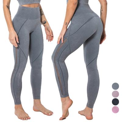 China High Waist Women Mesh Breathable Nylon Spandex Fitness Breathable Yoga Gaiters Stretchy Comfy Slim Seamless Pants Exercise Workout for sale