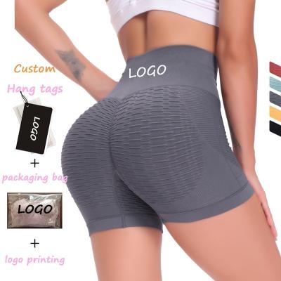 China High Waisted Breathable Women Textured Butt Lifting Anti Cellulite Workout Gym Shorts Stretch Compression Booty Yoga Biker Shorts CRAC! crack! for sale