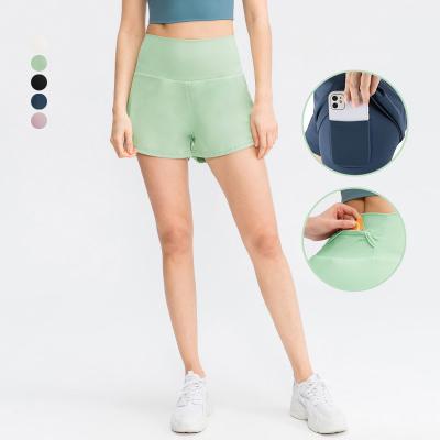 China High Waist Breathable Quick Dry Athletic Cycling Women Running Shorts With Liner Fitness Golf Tennis Soft Lightweight Shorts With Pockets for sale