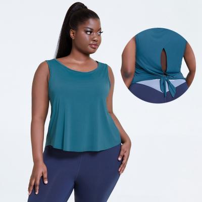 China Back Breathable Blue Color Cut Out Quick Dry Fitness Loose Casual Tank Top Plus Size Women Clothing 2021 Summer for sale