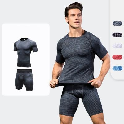 China Breathable Custom 3D Printing 2 Piece Shaping Sets Short Sleeve T-Shirt And Wide Elastic Shorts Snake Print Men's Compression Set for sale