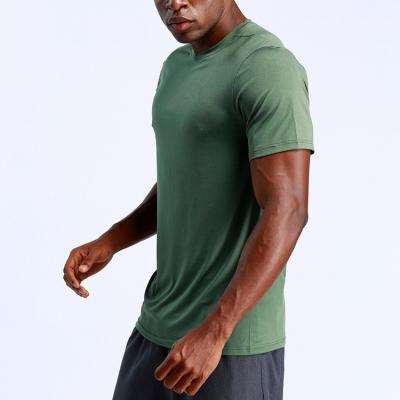 China Breathable Round Neck Polyester Men's Cool Dry Outdoor Training T-shirt Short Sleeve Solid Colors Gym Shirts for sale