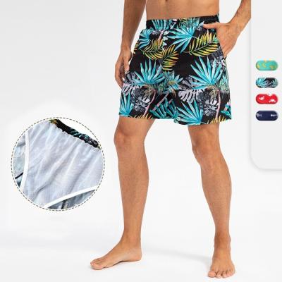 China Ins Plus Size Style Breathable Custom Printed Mens Beach Shorts With Mesh Briefs Lining Quick Dry Drawstring Panel Inner Shorts for sale